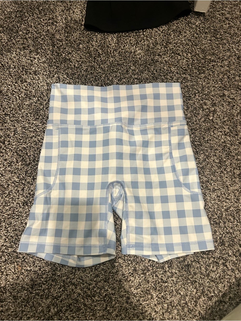 Old Navy Light Blue Gingham Bike Shorts